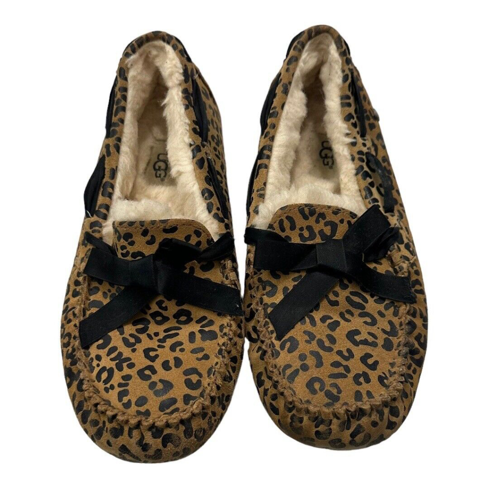 Ugg Dakota Leopard Print Suede Slippers Rubber Soles Fit U.S. Women’s 8